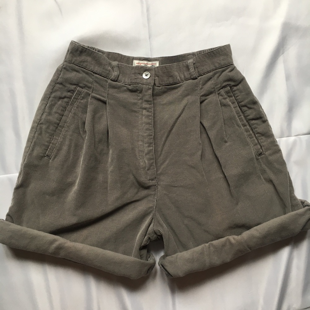 Gray High Waisted Corduroy Shorts